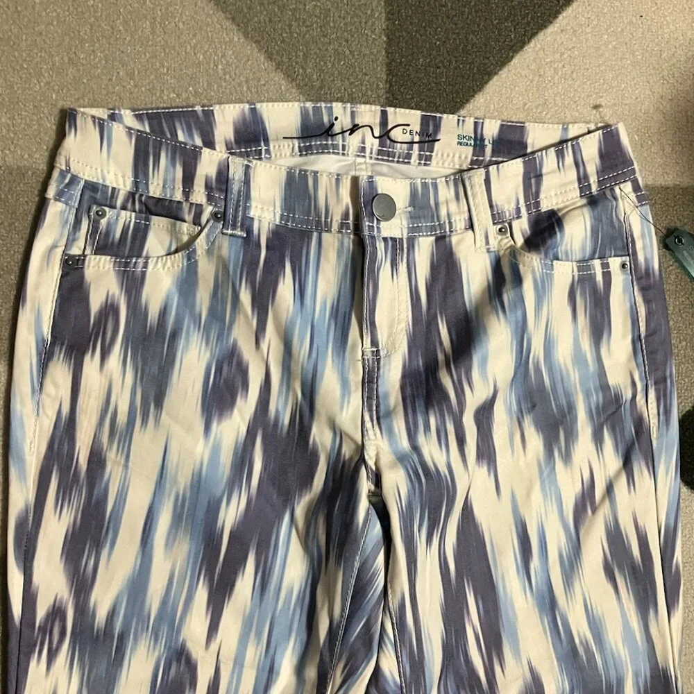 NWT INC International Concepts Tie Dye Streaked Skinny Leg Pants Women's Size 10 - Picture 2 of 8